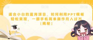 适合小白的蓝海项目，如何利用PPT模板轻松变现，一部手机简单操作月入过万【揭秘】-淘金日记