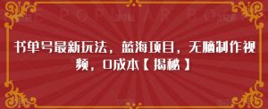 书单号最新玩法，蓝海项目，无脑制作视频，0成本【揭秘】-淘金日记