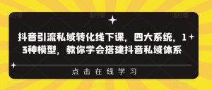 抖音引流私域转化线下课,四大系统,13种模型,教你学会搭建抖音私域体系-淘金日记