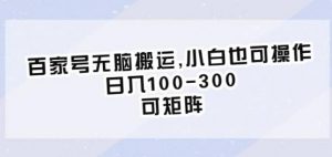 百家号无脑搬运，小白也可操作，日入100-300，可矩阵【仅揭秘】-淘金日记