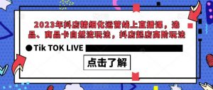 2023年抖店精细化运营线上直播课，选品、商品卡自然流玩法，抖店起店高阶玩法-淘金日记
