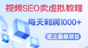 视频SEO出售虚拟产品每天稳定2-5单利润1000+史上最稳定私域变现项目【揭秘】-淘金日记