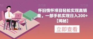 怀旧情怀项目轻松实现高销量,一部手机实现日入200+【揭秘】-淘金日记