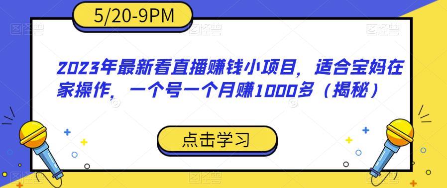 2023年最新看直播赚钱小项目，适合宝妈在家操作，一个号一个月赚1000多（揭秘）-淘金日记