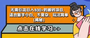 无需引流日入300+的搬砖项目,适合新手小白,不复杂、玩法简单【揭秘】-淘金日记