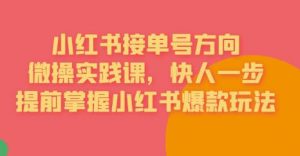 接单号方向·小红书微操实践课，快人一步，提前掌握小红书爆款玩法-淘金日记
