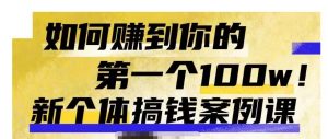 群响新个体钱搞案例库,可直以接抄作业的新体个搞钱案例库,如何赚到你的第一个100w-淘金日记