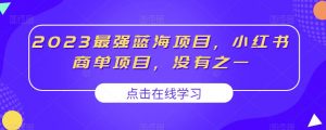 2023最强蓝海项目，小红书商单项目，没有之一【揭秘】-淘金日记