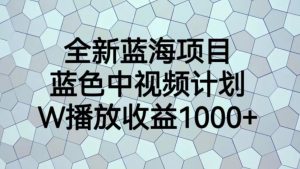 全新蓝海项目，蓝色中视频计划，1W播放量1000+【揭秘】-淘金日记