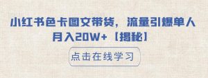 小红书色卡图文带货，流量引爆单人月入20W+【揭秘】-淘金日记