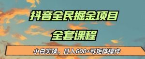 最新蓝海项目抖音全民掘金,小白实操日入600+可矩阵操作【揭秘】-淘金日记
