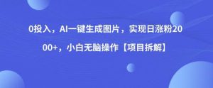 0投入,AI一键生成图片,实现日涨粉2000+,小白无脑操作【项目拆解】-淘金日记