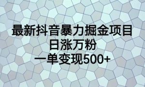 最新抖音暴力掘金项目,日涨万粉,一单变现500+【揭秘】-淘金日记