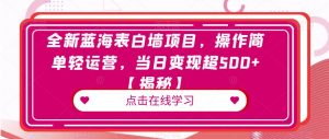 全新蓝海表白墙项目,操作简单轻运营,当日变现超500+【揭秘】-淘金日记