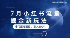 7月小红书流量掘金最新玩法,冷门蓝海小项目,日入200+【揭秘】-淘金日记
