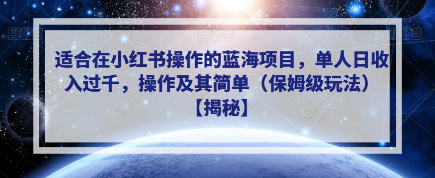 适合在小红书操作的蓝海项目，单人日收入过千，操作及其简单（保姆级玩法）【揭秘】-淘金日记