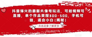 抖音爆火的最新头像号玩法，可短视频可直播，单个作品变现300-500，手机可做，适合小白【揭秘】-淘金日记