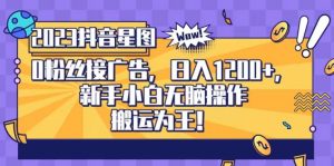 抖音星图0粉接广告，新手小白无脑操作日入1200+，无上限无门槛，搬运为王！【揭秘】-淘金日记