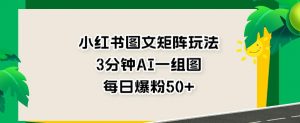小红书图文矩阵玩法,3分钟AI一组图,每日爆粉50+【揭秘】-淘金日记