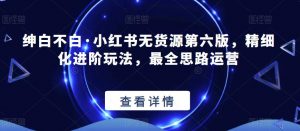 绅白不白·小红书无货源第六版,精细化进阶玩法,最全思路运营-淘金日记