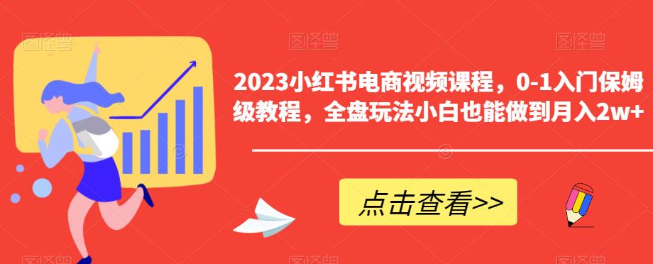 2023小红书电商视频课程，0-1入门保姆级教程，全盘玩法小白也能做到月入2w+-淘金日记