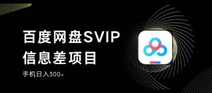 百度网盘SVIP信息差项目，0投入小白极速上手，手机稳定日入300+【揭秘】-淘金日记