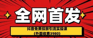 全网首发:抖音免费投放引流实操课(外面收费3980)【揭秘】-淘金日记