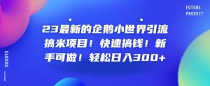 23最新的企鹅小世界引流搞米项目!快速搞钱!新手可做!轻松日入300+【揭秘】-淘金日记