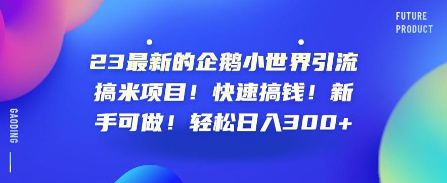 23最新的企鹅小世界引流搞米项目！快速搞钱！新手可做！轻松日入300+【揭秘】-淘金日记
