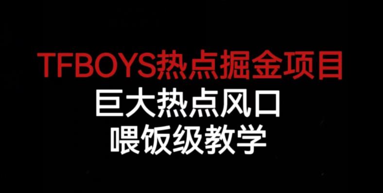 TFBOYS热点掘金项目，巨大热点风口，喂饭级教学-淘金日记