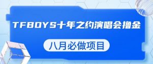 最新蓝海项目,靠最近非常火的TFBOYS十年之约演唱会流量掘金,八月必做的项目【揭秘】-淘金日记