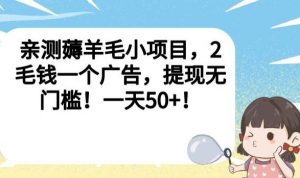 亲测薅羊毛小项目，2毛钱一个广告，提现无门槛！一天50+【揭秘】-淘金日记