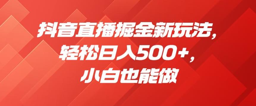 抖音直播掘金新玩法，轻松日入500+，小白也能做【揭秘】-淘金日记