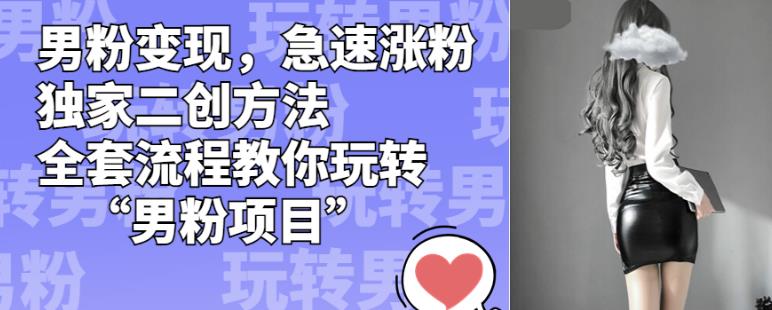 男粉变现,急速涨粉独家二创方法,全套流程教你玩转“男粉项目”【揭秘】-淘金日记