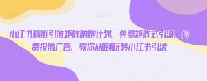 小红书精准引流矩阵陪跑计划,免费矩阵式引流,付费投流广告,教你从0到1玩转小红书引流-淘金日记