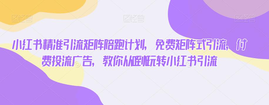 小红书精准引流矩阵陪跑计划，免费矩阵式引流，付费投流广告，教你从0到1玩转小红书引流-淘金日记