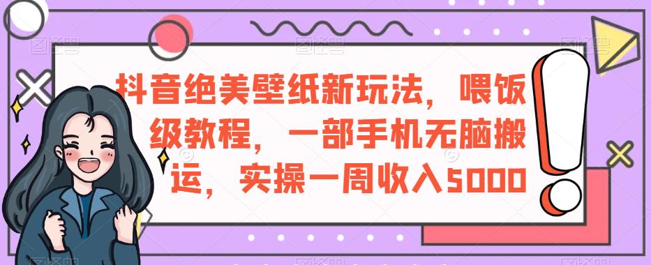 抖音绝美壁纸新玩法,喂饭级教程,一部手机无脑搬运,实操一周收入5000【揭秘】-淘金日记