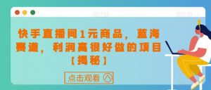 快手直播间1元商品，蓝海赛道，利润高很好做的项目【揭秘】-淘金日记