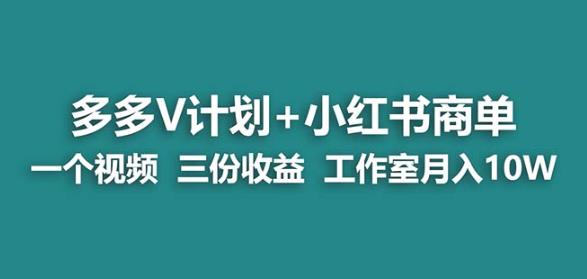 【蓝海项目】多多v计划+小红书商单一个视频三份收益工作室月入10w-淘金日记