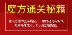 被人忽略的蓝海项目,魔方通关秘籍,一单的利润有39.9,几乎是零成本,月入过万很轻松【揭秘】-淘金日记