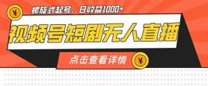 视频号短剧无人直播,螺旋起号,单号日收益1000+【揭秘】-淘金日记