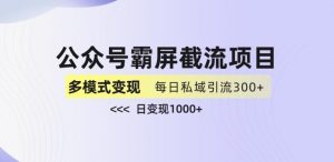 公众号霸屏截流项目+私域多渠道变现玩法,全网首发,日入1000+【揭秘】-淘金日记
