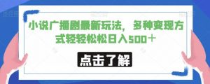 小说广播剧最新玩法，多种变现方式轻轻松松日入500＋【揭秘】-淘金日记