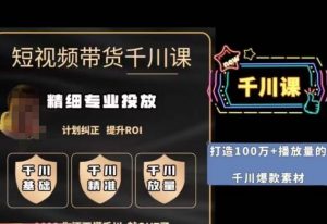 短视频带货-千川专业投放课，​精细化专业投放，计划纠正，提升ROI-淘金日记