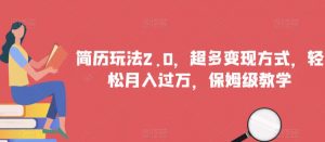 简历玩法2.0,超多变现方式,轻松月入过万,保姆级教学【揭秘】-淘金日记