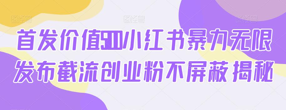 首发价值5100小红书暴力无限发布截流创业粉不屏蔽揭秘-淘金日记