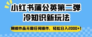 小红书蒲公英第二弹冷知识新玩法,照搬作品无需任何操作,轻松日入2000+【揭秘】-淘金日记