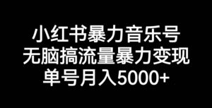 小红书暴力音乐号,无脑搞流量暴力变现,单号月入5000+-淘金日记