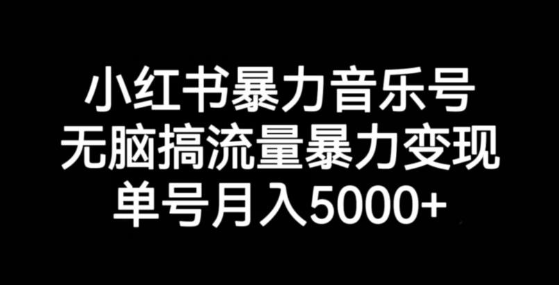 小红书暴力音乐号，无脑搞流量暴力变现，单号月入5000+-淘金日记