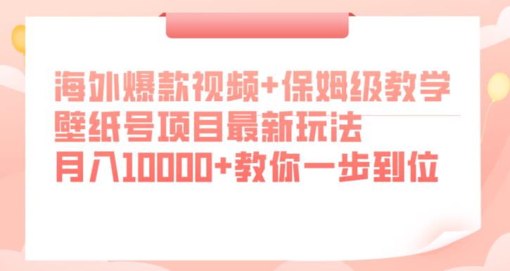 海外爆款视频+保姆级教学，壁纸号项目最新玩法，月入10000+教你一步到位【揭秘】-淘金日记